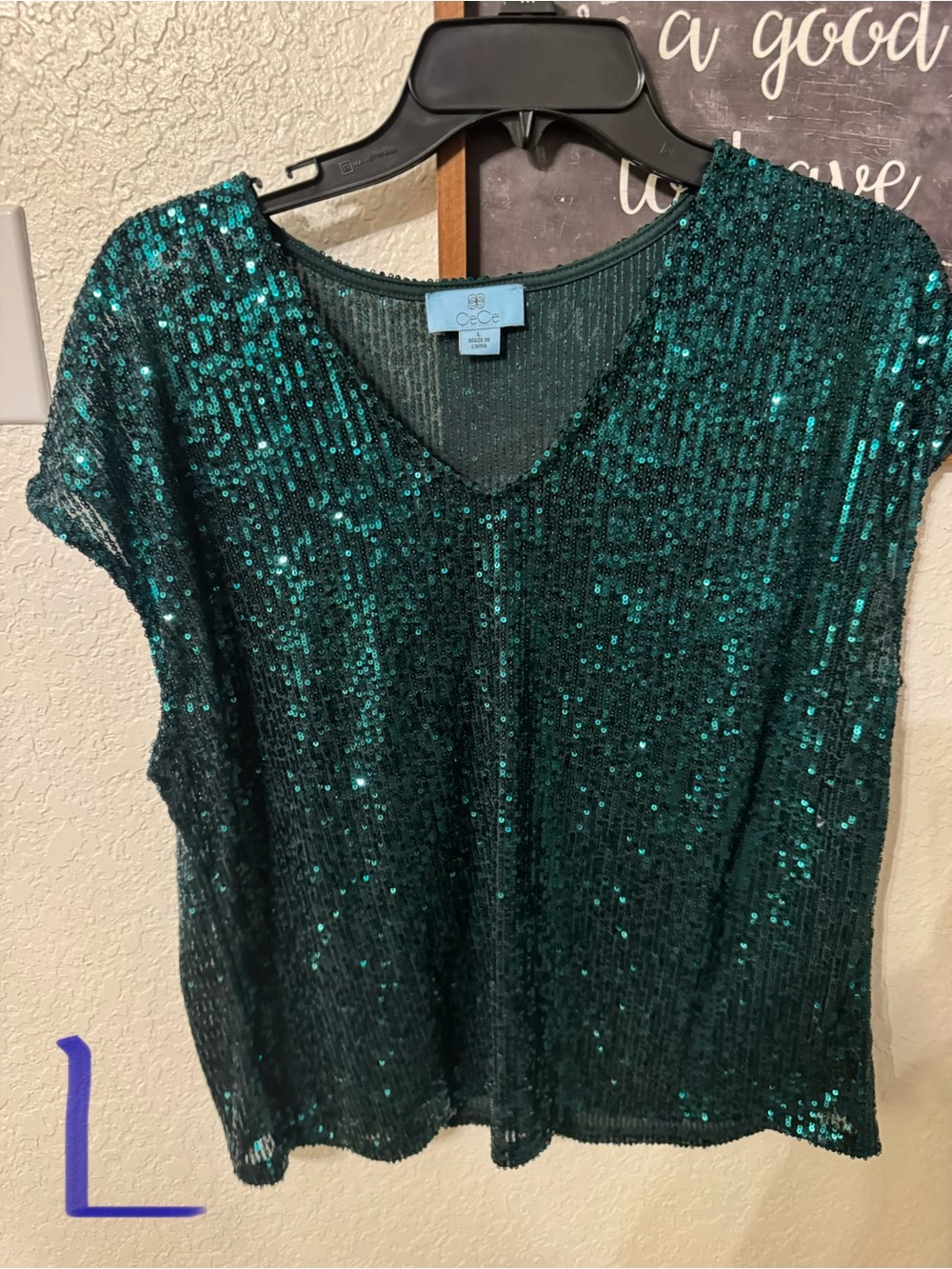 Sequins emerald green top